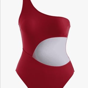 One shoulder cut out one piece